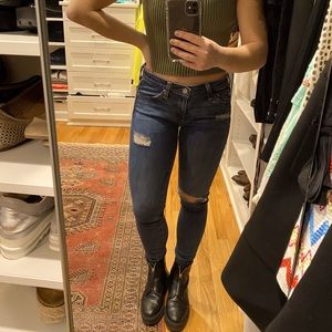 AG DENIM SKINNY RIPPED JEANS